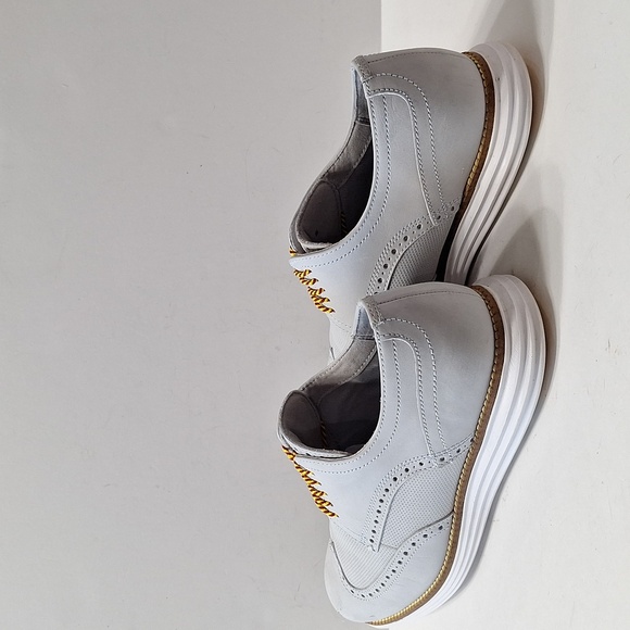 Cole Haan Men's Gray Lace Up Business Preppy Grand Wingtip Oxford Shoes Size 9M - Picture 8 of 12